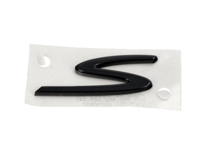 'S' rear badge, in High-Gloss Black. Porsche 992 / Taycan - 992853685041, 992853675B041