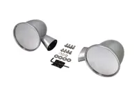 Rétroviseur en aluminium, couleur argent satiné. Porsche 911 1965-1973 - 91173102010, 91173111600, 90173111101 - BulletPairSilver_1973early