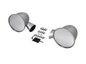 Aluminium kogelspiegel, in Satin Silver. Porsche 911 1965-1973 - 91173102010, 91173111600, 90173111101 - BulletPairSilver_1973early