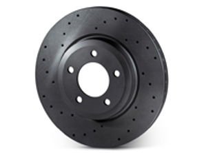Drilled brake disc rotor, Rear. Porsche 987/981/718 Boxster and Cayman - 98735240101