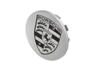 Copriruota Argento con stemma nero, Concavo. Porsche 95B Macan - 95B60115088Z