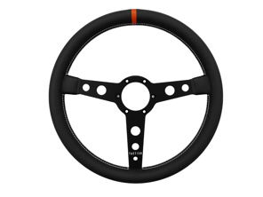 Lenkrad 130R-Serie, Vollnarbenleder, mit orangefarbenem Blinker, 350 mm. Porsche 911 / 964 / 993 / 924 / 944 / 968 / 928 - 74142, 74143