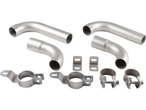 Tubo di scarico e morsetto, acciaio inossidabile. Porsche 356B/356C - 1620705010, 92.304S, 92304s, 611611100700, 61611122103, 61611125701, 61611125501, 61611122303, 61611102500 - 1620705010