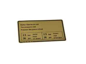 Sticker Tyre Pressure. Porsche 928 1978-79 - 92800650500 - PAKRO