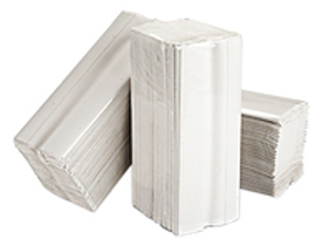 Essuie-mains en papier blanc plié en C 2 plis - 15 paquets de 160 feuilles - CWT24002