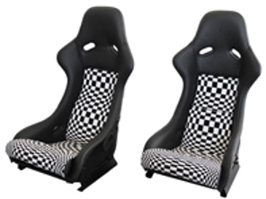 Sedili in stile racing, pelle grigia / motivo Pascha con scocca nera. Porsche 964/993 - SET11.1.100A, SET111100A