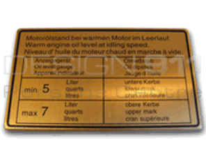 Aufkleber Motorölstand. Porsche 911 / 914 - 90100650401