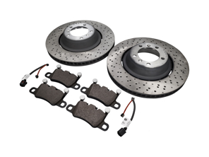 Pacchetto pastiglie e dischi freno posteriori, posteriori. Porsche 981 Cayman GT4 2015-16 - 98135240780, 98135240880, 99135294701, 99160918500, 98135240881, 98135240781, 9GT615601F, 9GT6156012
