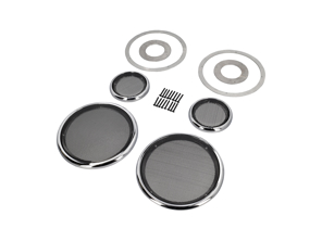 Anelli di finitura e griglie per altoparlanti in alluminio massiccio, woofer da 165 mm. Porsche 911 SC / 964 - 91155545301, 91155545101 - 165mmSpeakerSet_Polished