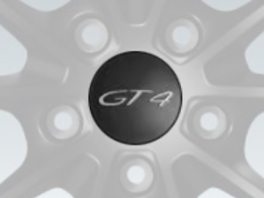 Copriruota con logo 'GT4' in nero (satinato-lucido) per Porsche Cayman GT4 - 00004460718