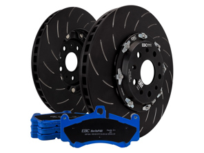 Kit disque de frein flottant avant EBC Racing en deux parties et plaquettes bluestuff. Porsche 991 GT3 - P2DK043B, , 99135140581, 99135140681, 99135194784, 99135140682 - DP52206NDX, DP52207NDX, SG2F019