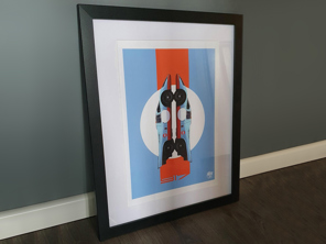 Porsche 917 Gulf Racing Poster im schwarzen Rahmen
