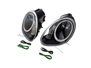 PROIETTORE FARO ALOGENO + LUCE AURORA Porsche 987 05-08 LENTE NERA IT - 99763115713, 99763115813