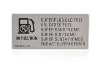 Adhesive label – 98 RON. Porsche 928 GTS / 993 - 92800611720