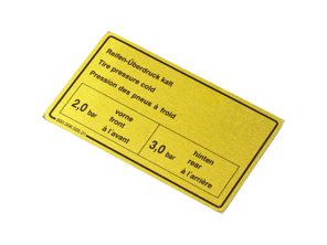 Sticker Tyre Pressure. Porsche 911 Turbo 78-89 - 93000650501