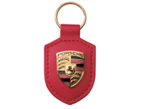 Porte-clés en cuir à crête Porsche, ROUGE - WAP0500920E
