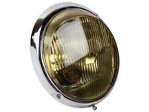 Faro anteriore con cornice cromata in vetro giallo, omologato E Porsche 911 / 964 (tipo non livellante) AUTO CON GUIDA A SINISTRA - 91163110101 - 1695100500