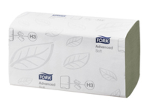 Essuie-mains 2 plis avancés pli simple - Vert - 15 paquets de 250 feuilles - 290179