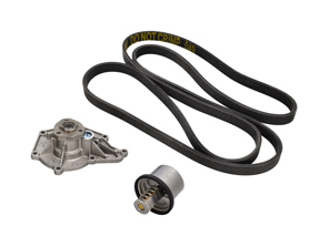 Wasserpumpe, Keilriemen und Thermostat-Einsatz-Kit für Porsche 957 Cayenne S / GTS / Turbo - 94810603301, 94810612500, 94810612501, 7PP903137, 95510225100