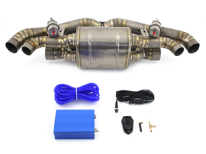 Auspuff-Sportschalldämpfer mit Valvetronic-Technologie in Titan für Porsche 992 Carrera und Turbo - Designtek - 992251052A, 992298019, 992251053A, 992298019A