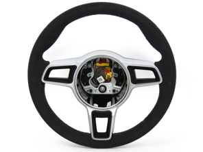 Lenkrad Schwarzes Alcantara / Platingrau. Porsche Cayman GT4 - 9P1419091AHRAG, 9P1419091FSRAG