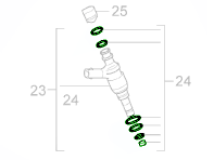 Jeu de joints d'injecteur de carburant. Porsche 958 Cayenne / 970 Panamera HYBRIDE - 95811090100, 933.140, 95811090101, 95811090102