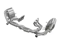 Système d'échappement sport commutable en acier inoxydable avec catalyseurs 200 cellules et collecteurs pour Porsche 997-1 Carrera / S 2005-2008 - 99711110301, 99711110401, 99711110102, 99711110202, 99711121102, 99711121103, 99711121202, 99711121203, 99711123202, 99711123203