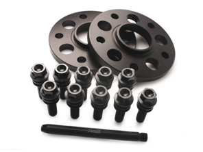 Distanziali ruota 15mm in nero con bulloni neri. Porsche 996, 997, 986, Cayman