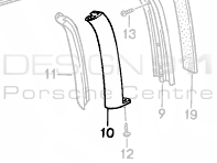 Guarnizione del montante del cofano (B) della cabriolet, lato SINISTRO. Porsche 944 - 94156151711, 94156151811, 94156151810, 94156151710