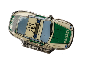 Anstecknadel 'Porsche 911 Polizei' Weiß/Grün